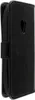 A black leather flip case for a mobile phone, shown from the side. Náhled obrázku produktu
