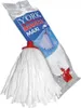 A white mop head is shown in front of its packaging, which is blue and white with text. Podgląd zdjęcia produktu
