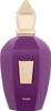 A studio shot of a purple perfume bottle with a gold cap and emblem. Voir les images du produit