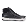 A black high-top sneaker with a white sole and laces, shown from the side against a white background. Voir les images du produit