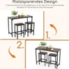 Two images showing a bar table and stools, with numbered steps indicating how the stools can be stored under the table. Podgląd zdjęcia produktu