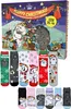 A Christmas advent calendar box with socks displayed in front of it. Produktbild-Vorschau
