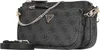 A close-up studio shot of a black and gray Guess handbag with a repeating logo pattern. Anteprima dell’immagine prodotto