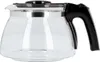 A clear studio shot of a glass coffee pot with a black handle. Voir les images du produit