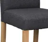 A close-up view of the seat and legs of a dark gray upholstered chair. Produktbild-Vorschau