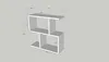 A 3D rendering of a modern, S-shaped bookshelf with dimensions indicated by measurement lines and text. Náhled obrázku produktu