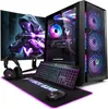 A gaming PC setup including a monitor, tower, keyboard, mouse, and headphones, all with RGB lighting. Produktbild-Vorschau