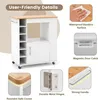 A white kitchen cart with a bamboo top, showcasing user-friendly details. Podgląd zdjęcia produktu