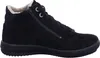 A side view of a black women's high-top sneaker with a zipper and faux fur lining. Anteprima dell’immagine prodotto