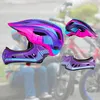 A collage of a child's bicycle helmet, with a blurred background of children on bicycles. Anteprima dell’immagine prodotto