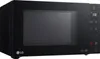 A black LG microwave oven is shown from a three-quarter angle against a white background. Produktbild-Vorschau