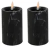 2er LED Kerze Stumpenkerze Marmor Optik flackern Ø7x12,5cm Batterie Anteprima dell’immagine prodotto