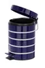 A blue pedal bin with white stripes, shown from the front with the lid open. Produktbild-Vorschau