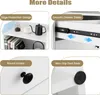 A collage of four close-up images showcasing different features of a white storage cabinet. Náhled obrázku produktu