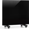 A black electric heater with wheels on a white background. Voir les images du produit