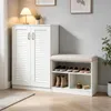 MinteLiv Schuhschrank L-Form Weiß mit Sitzbank und 9 Produktbild-Vorschau 1