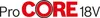 The image displays the text 'ProCORE 18V' in a stylized font, with the 'O' in 'CORE' designed as a red circle with a black outline and a white inner circle. The text '18V' is also present. Anteprima dell’immagine prodotto