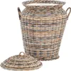 A wicker laundry basket with a lid and liner, shown on a white background. Produktbild-Vorschau