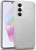 A silver glitter phone case is shown on a white background, with a smartphone inside it. Produktbild-Vorschau