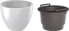 A white planter and a dark gray insert are shown side-by-side against a white background. Produktbild-Vorschau
