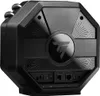 The back of a black gaming steering wheel base with various ports and a logo. Produktbild-Vorschau