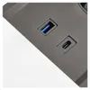 Tischsteckdose / Schreibtischsteckdose / Einbausteckdose / 2-fach / 1x USB A / 1x USB C / 1x HDMI / 1x RJ 45 Ethernet LAN / 1,5m Kabel / silber Anteprima dell’immagine prodotto