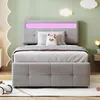 Lit tapissier de 90x200 cm avec éclairage LED, espace de Voir les images du produit 2