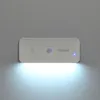 A white LED night light with a motion sensor and touch control, mounted on a light gray wall, emitting a bright white light downwards. Produktbild-Vorschau