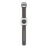 A smartwatch with a gray band and a white casing is shown from the back against a white background. Podgląd zdjęcia produktu