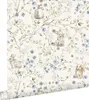 ESTAhome behang toile de jouy konijnen beige, groen, blauw Productafbeelding-voorbeeld 1