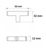 Diagram showing the dimensions of a T-shaped handle or knob. Produktbild-Vorschau