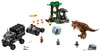 A collection of LEGO Jurassic World building sets, including vehicles, dinosaurs, and figures, arranged on a white background. Produktbild-Vorschau