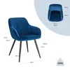 A blue velvet chair with dimensions shown in centimeters. Náhľad obrázku produktu