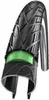 A cross-section view of a bicycle tire, highlighting its internal structure and a green protective layer. Podgląd zdjęcia produktu