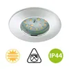 A product shot of a circular LED ceiling light with accompanying icons. Anteprima dell’immagine prodotto
