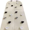 A climbing wall made of wood with various colored holds. Voir les images du produit