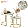 FORTENA Couchtisch Set 2tlg Rund, Marmor Look, mit goldenem Produktbild-Vorschau 2