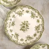A close-up overhead view of a decorative plate with a floral pattern. Náhľad obrázku produktu