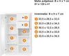 A diagram showing the dimensions of a white cabinet with numbered sections corresponding to internal measurements. Produktbild-Vorschau