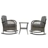A three-piece outdoor furniture set consisting of two rocking chairs and a small table, presented against a white background. Produktbild-Vorschau