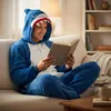 Onesie kigurumi pyžamový kostým pro dospělé žralok tmavě Náhled obrázku produktu 6