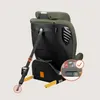The back of a car seat with installation straps and a close-up of a safety indicator. Produktbild-Vorschau