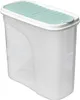 A clear, studio shot of a transparent food storage container with a green lid. Náhled obrázku produktu