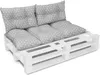 A set of cushions for a pallet sofa, shown on a white pallet. Produktbild-Vorschau