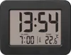 A digital alarm clock displaying the time, alarm setting, and temperature. Produktbild-Vorschau