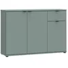 A front view of a sage green sideboard with three doors and one drawer, set against a white background. Anteprima dell’immagine prodotto
