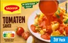 A box of Maggi tomato sauce with a serving suggestion of pasta. Produktbild-Vorschau