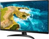 A black LG monitor displaying a scenic image of a coastline with blue ocean waves. Produktbild-Vorschau