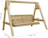 A wooden swing bench shown from a front-side angle against a white background. Náhľad obrázku produktu