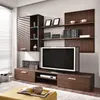 A modern living room entertainment center with a TV, shelves, and storage units. Náhled obrázku produktu